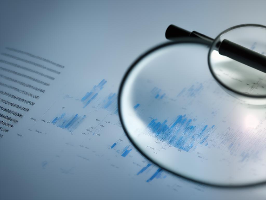 Illustration showing a magnifying glass over a chart symbolizing business analytics and business intelligence