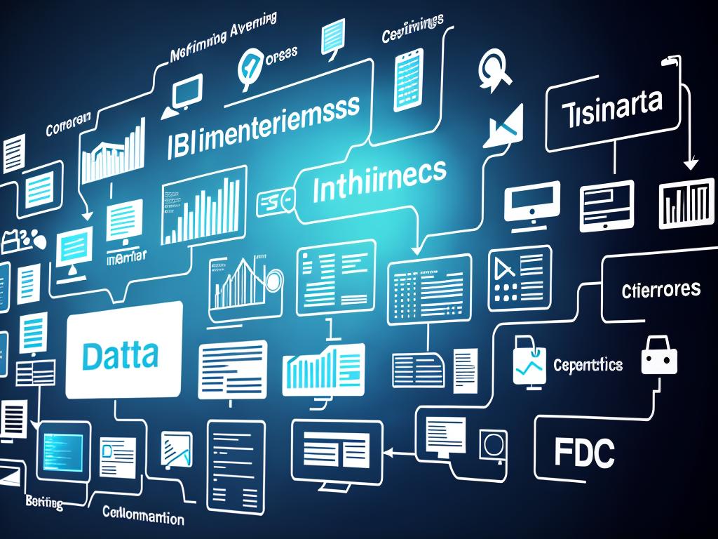 Image representing the different techniques used in business intelligence, such as data mining, data cleansing, data visualization, and reporting.